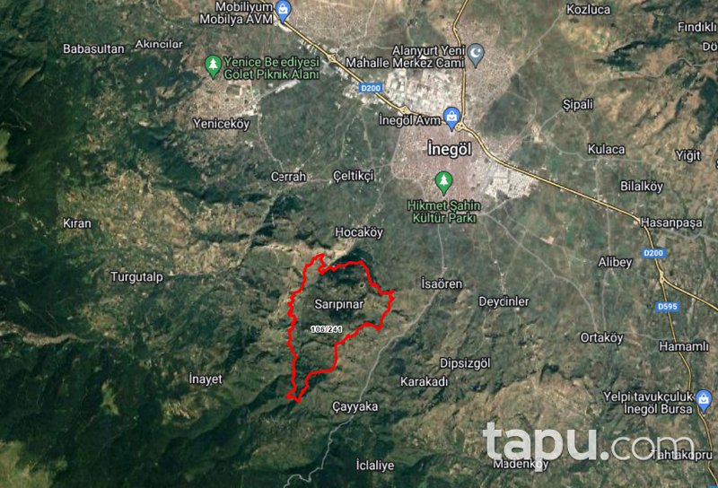 İnegöl Sarıpınar'da Köy Merkezine Yakın 3087m2 Yatırımlık Tarla