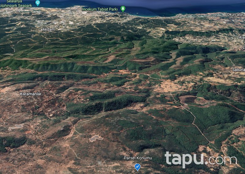 Alanya Saburlar da 30 dönüm GES'e Uygun Yatırımlık Tarla