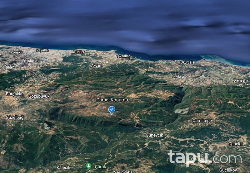 Alanya Saburlar da 30 dönüm GES'e Uygun Yatırımlık Tarla