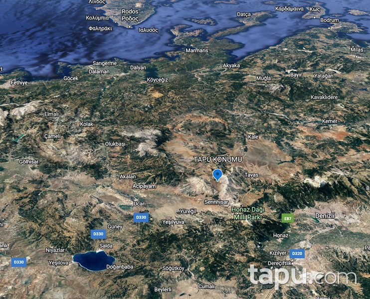 Denizli Tavas'da Aydoğdu Barajı Manzaralı 1438 m2 Tarla
