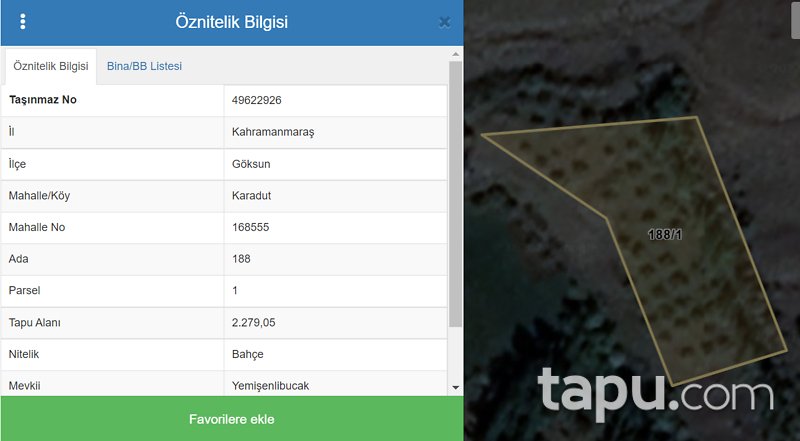 Kahramanmaraş Göksun 2.279 m2 Yatırımlık Tarla