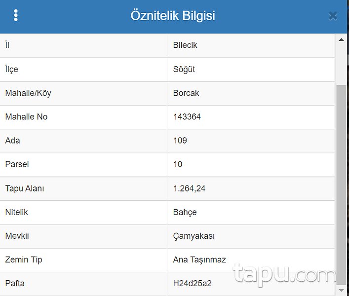 Bilecik Söğüt Borcak'ta Yatırımlık Bahçe