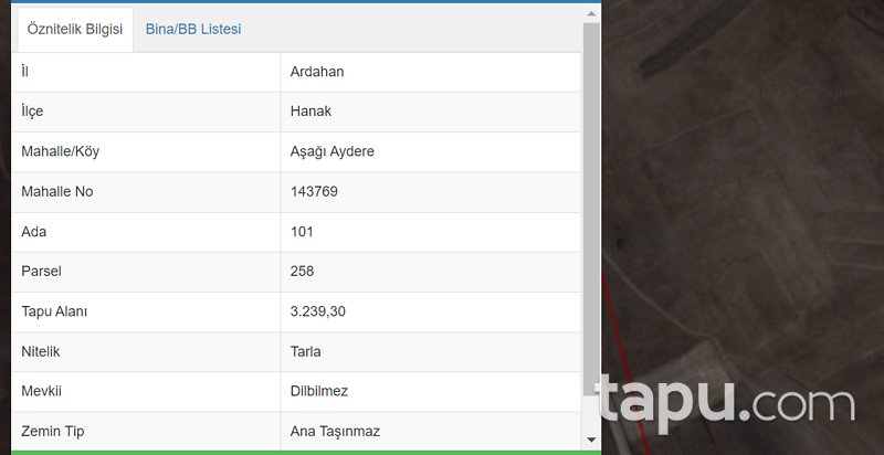 Ardahan Hanak Aşağıaydere Köyü'nde 3 Dönüm Tarla