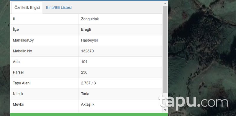 Zonguldak Ereğli Hasbeyler Mevkiinde 2.737 m2 Tarla