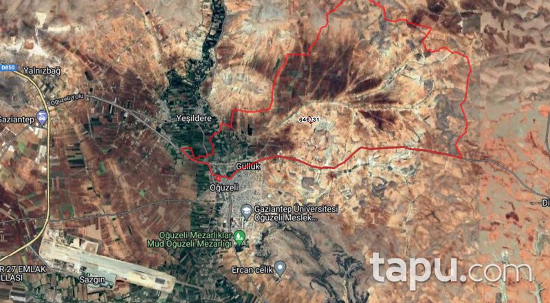 Gaziantep Oğuzeli Subaşı Mahallesi'nde Hisseli 4.515 m2 Bağ 