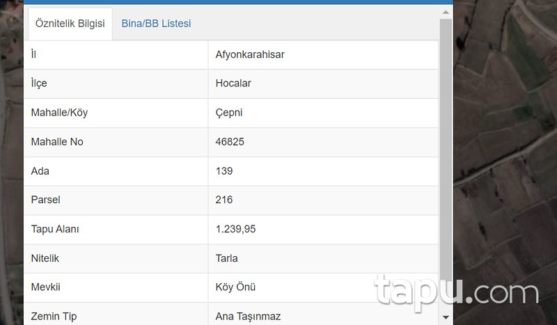 Afyonkarahisar Hocalar Çepni Mevkiinde 1.239 m2 Tarla