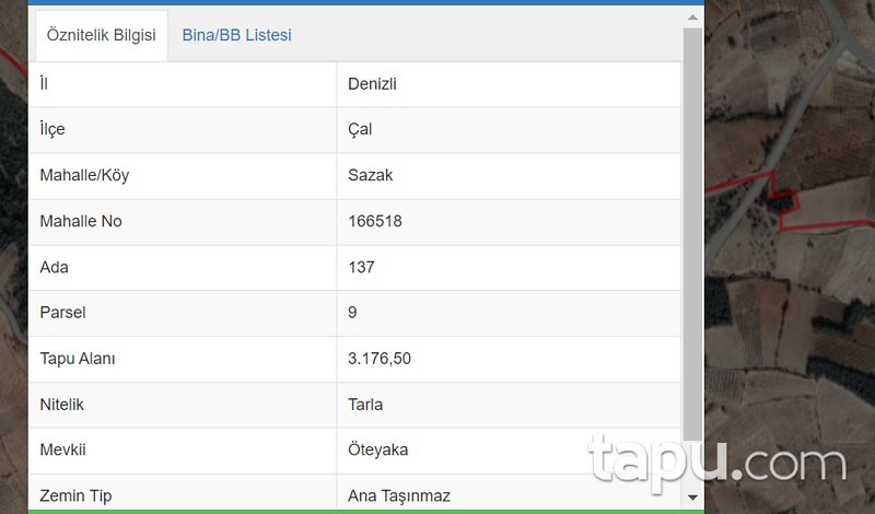 Denizli Çal Sazak Mahallesinde 3.176 m2 Tarla