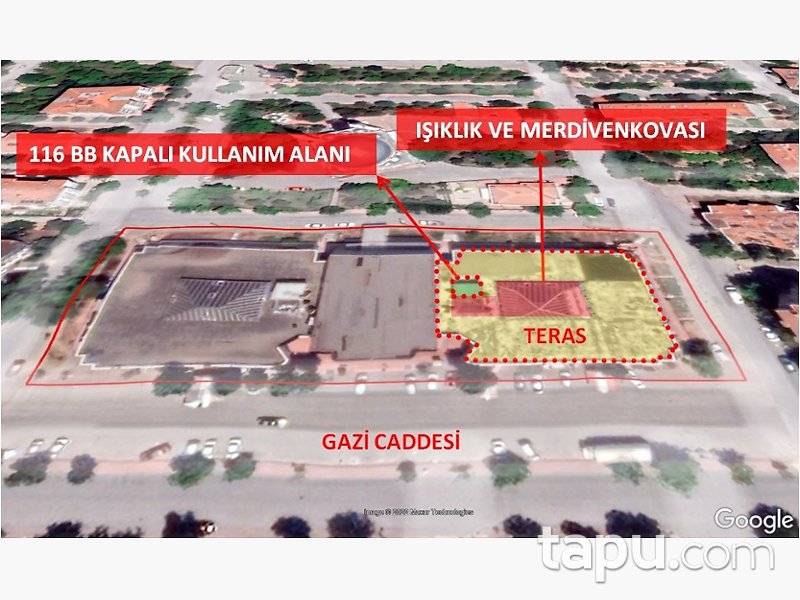 Konya Selçuklu Şeyh Şamil Mahallesi'nde Dükkan ve Teras Alanı