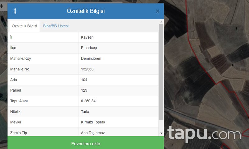 Kayseri Pınarbaşı Demirciören Mevkiinde 6 Dönüm Tarla