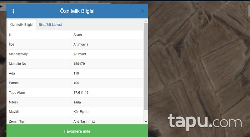 Sivas Altınyayla Altınyurt Mevkinde 17.611 m2 Tarla