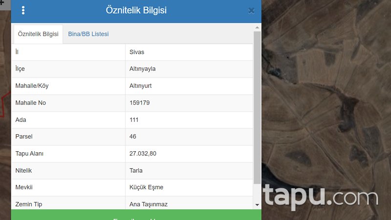 Sivas Altınyayla Altınyurt Mevkinde 27 Dönüm Tarla