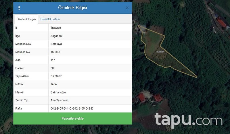 Trabzon Akçaabat Sertkaya Mahallesi'nde 3 Dönüm Tarla