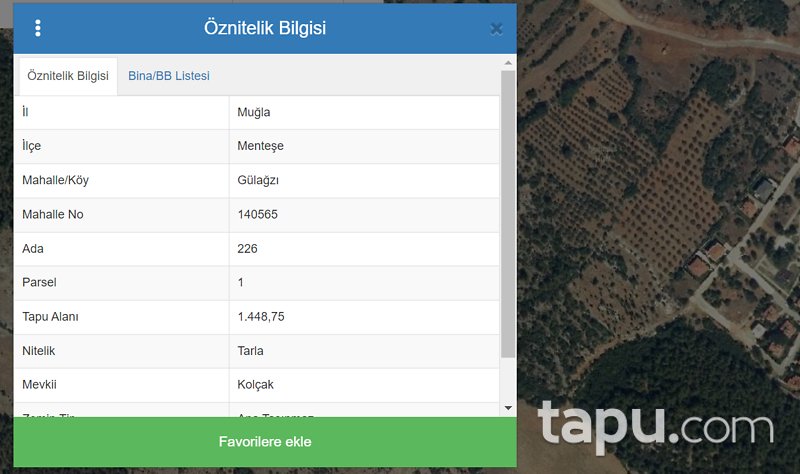 Muğla Menteşe Gülağzı'nda 1.448 m2 Tarla