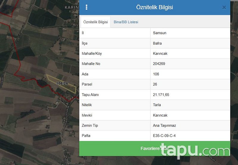Samsun Bafra'da Hisseli 6.670 m2 Tarla