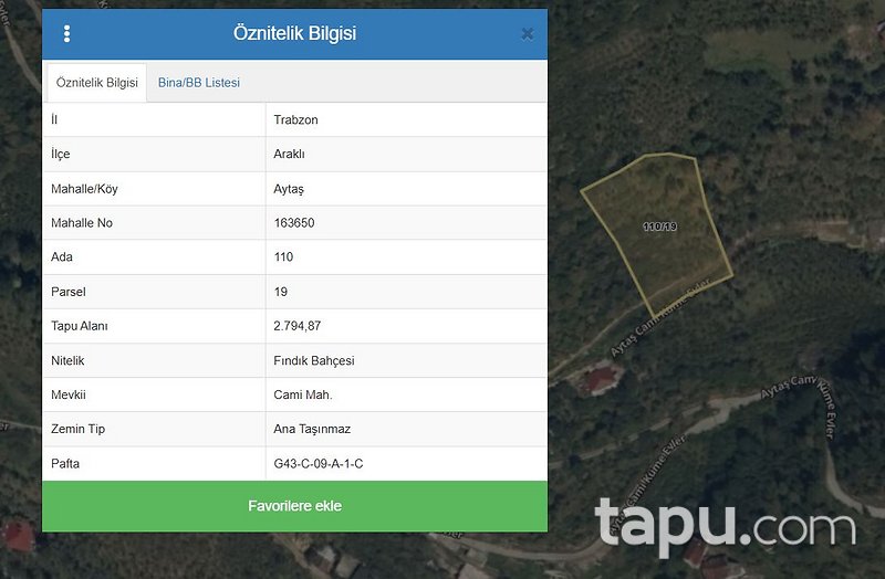 Trabzon Araklı'da 3 Dönüm Fındık Bahçesi